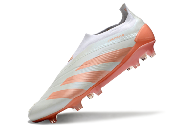Men's Adidas Predator Elite Laceless FG Firm Ground Low-Tops Football Boots - Beige/white/Orange