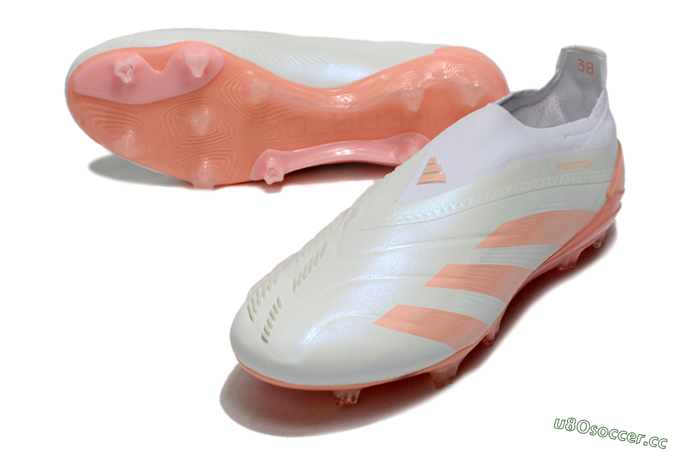 Men's Adidas Predator Elite Laceless FG Firm Ground Low-Tops Football Boots - Beige/white/Orange 3