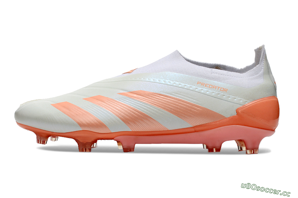Men's Adidas Predator Elite Laceless FG Firm Ground Low-Tops Football Boots - Beige/white/Orange 0