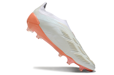 Men's Adidas Predator Elite Laceless FG Firm Ground Low-Tops Football Boots - Beige/white/Orange