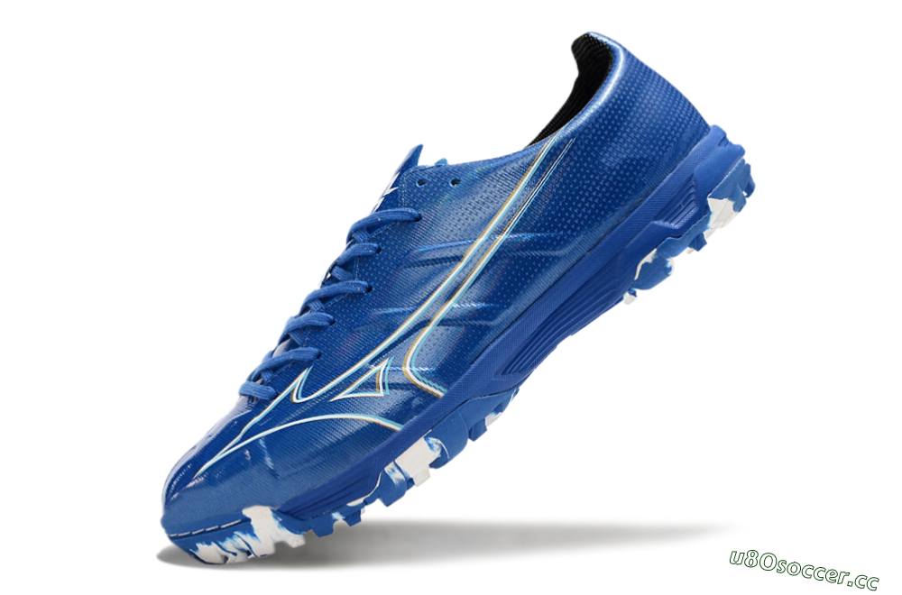 Men's Mizuno Monarcida Alpha TF Artificial Turf Low-Tops Football Shoes - Blue/White/Yellow 5