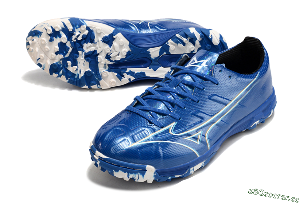 Men's Mizuno Monarcida Alpha TF Artificial Turf Low-Tops Football Shoes - Blue/White/Yellow 3