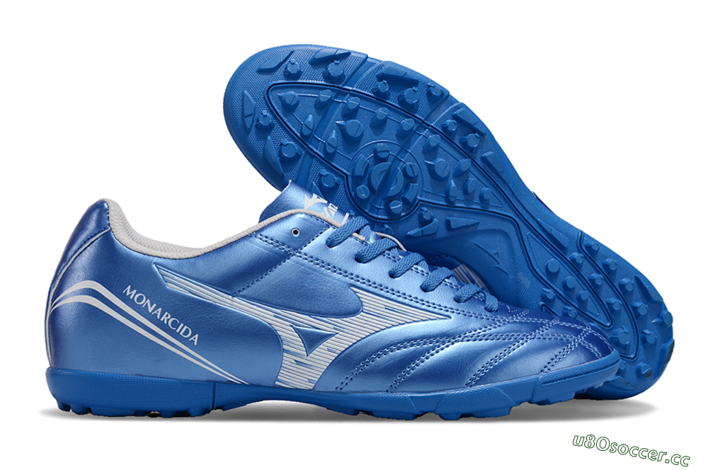 Men's Mizuno Monarcida Neo TF Artificial Turf Low-Tops Football Shoes - Blue/White 2