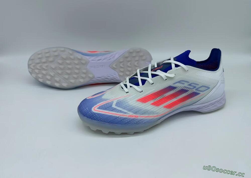 Men's Adidas F50 Pro TF Artificial Turf Low-Tops Football Shoes - Blue/Red/Beige