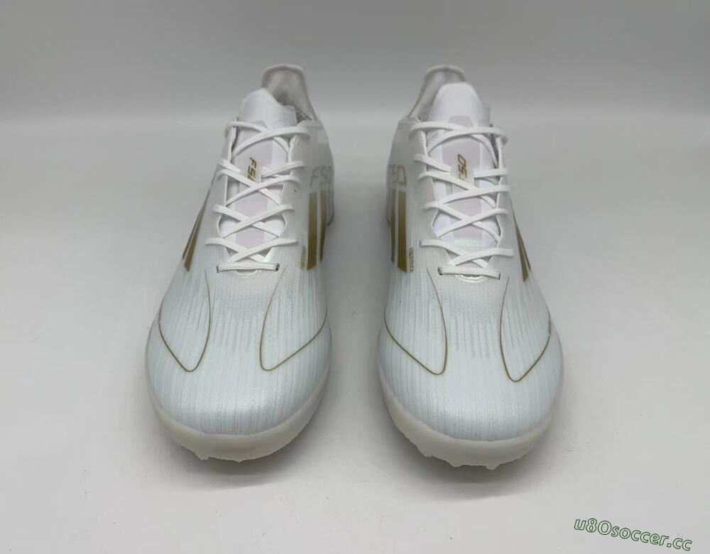 Men's Adidas F50 Elite TF Artificial Turf Low-Tops Football Shoes - White/Gold