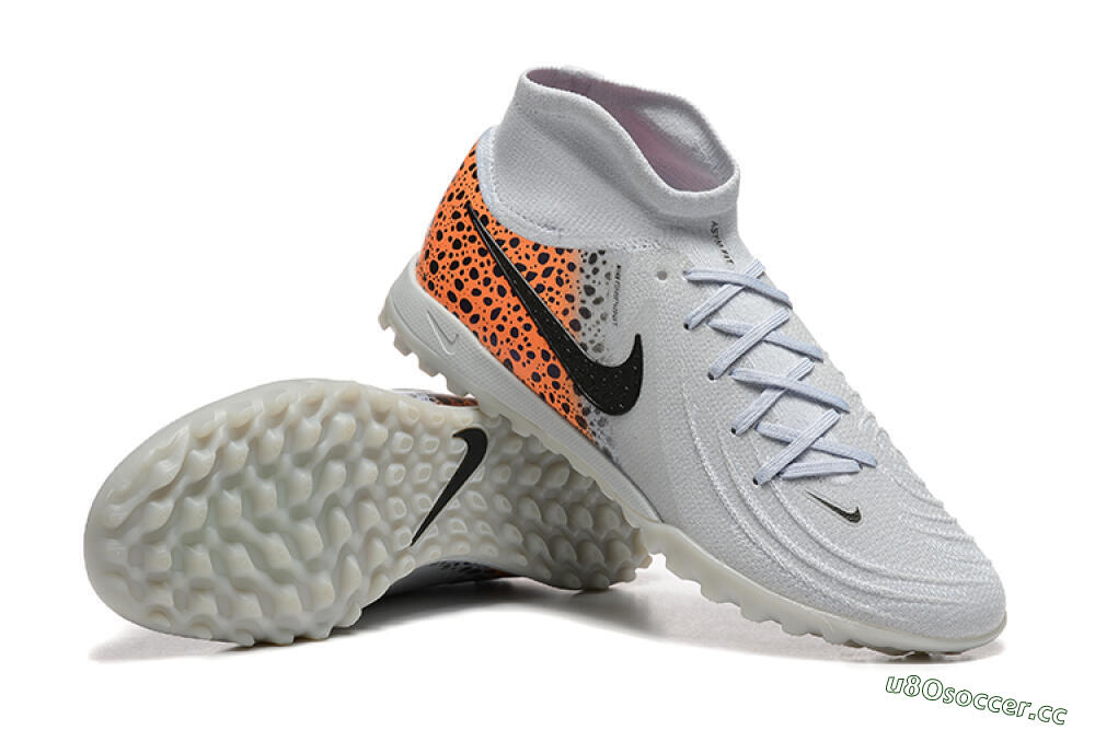 Men's Nike Phantom Luna Elite TF Artificial Turf High-Tops Football Shoes - Grey/Black/Leopard 4
