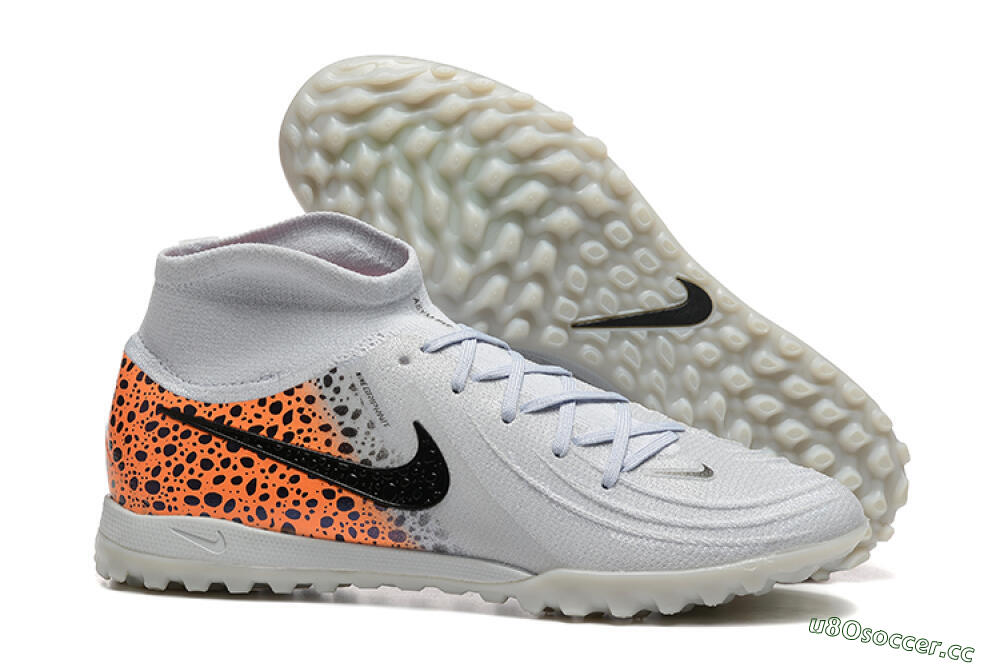 Men's Nike Phantom Luna Elite TF Artificial Turf High-Tops Football Shoes - Grey/Black/Leopard 2