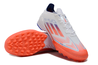 Men's Adidas F50 Pro TF Artificial Turf Low-Tops Football Shoes - White/Red/Blue