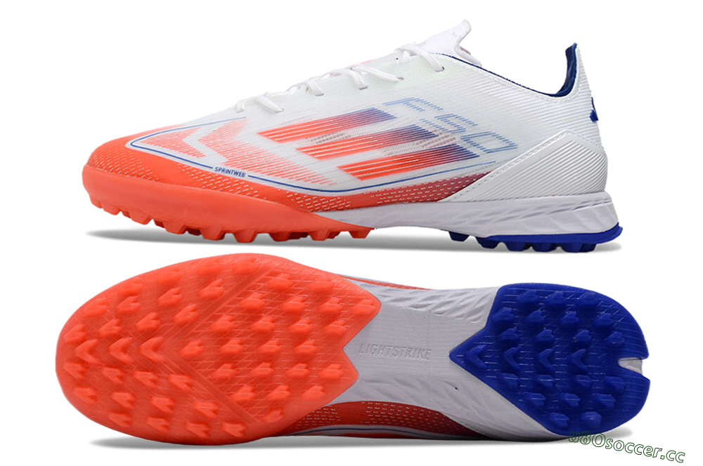 Men's Adidas F50 Pro TF Artificial Turf Low-Tops Football Shoes - White/Red/Blue 1