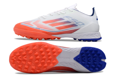 Men's Adidas F50 Pro TF Artificial Turf Low-Tops Football Shoes - White/Red/Blue