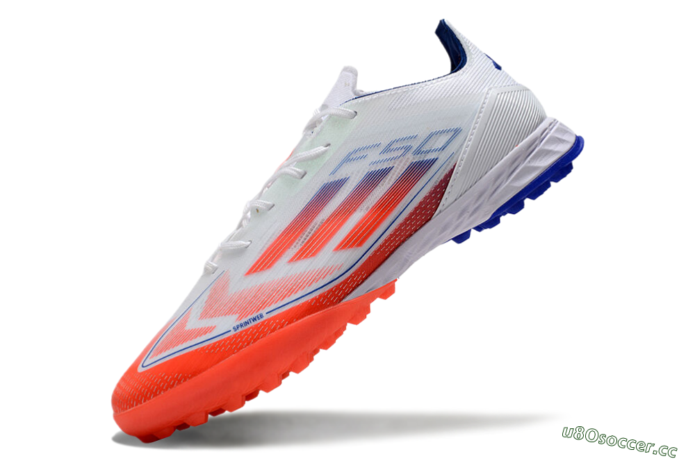 Men's Adidas F50 Pro TF Artificial Turf Low-Tops Football Shoes - White/Red/Blue 5