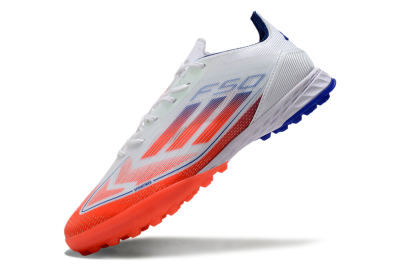 Men's Adidas F50 Pro TF Artificial Turf Low-Tops Football Shoes - White/Red/Blue