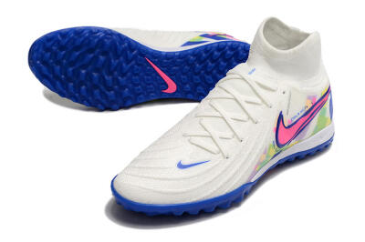 Men's Nike Phantom Luna Elite TF Artificial Turf High-Tops Football Shoes - White/Pink/Blue