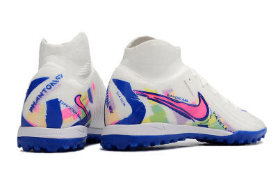 Men's Nike Phantom Luna Elite TF Artificial Turf High-Tops Football Shoes - White/Pink/Blue