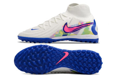 Men's Nike Phantom Luna Elite TF Artificial Turf High-Tops Football Shoes - White/Pink/Blue