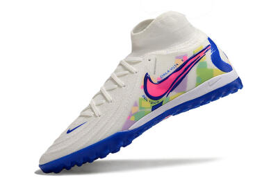 Men's Nike Phantom Luna Elite TF Artificial Turf High-Tops Football Shoes - White/Pink/Blue