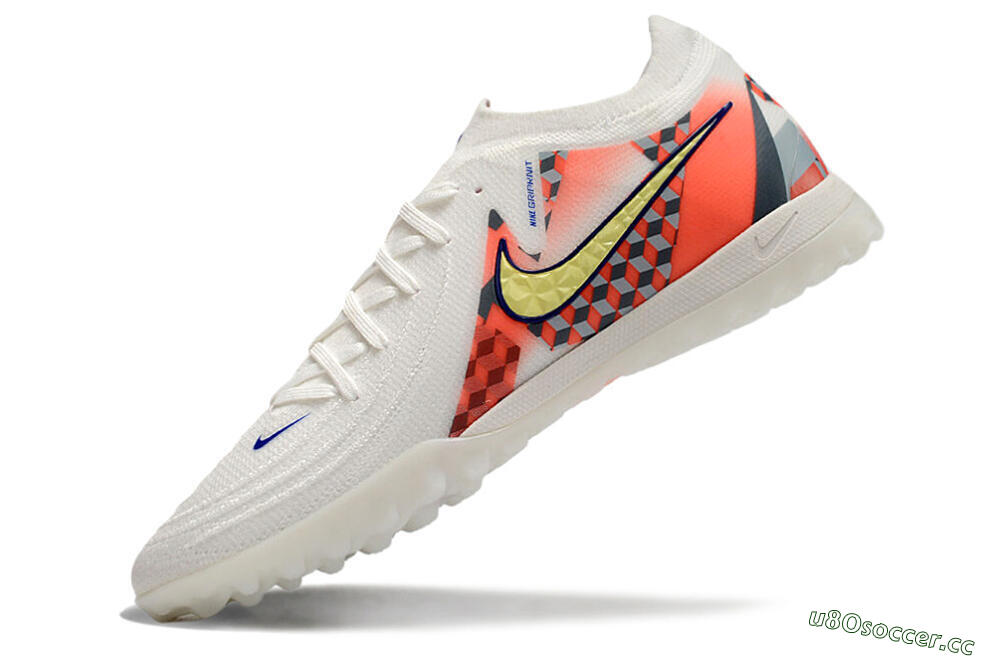 Men's Nike Phantom GX 2 Elite TF Artificial Turf Low-Tops Football Shoes - White/Yellow/Pink 5