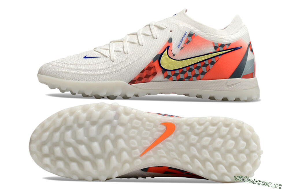 Men's Nike Phantom GX 2 Elite TF Artificial Turf Low-Tops Football Shoes - White/Yellow/Pink 1