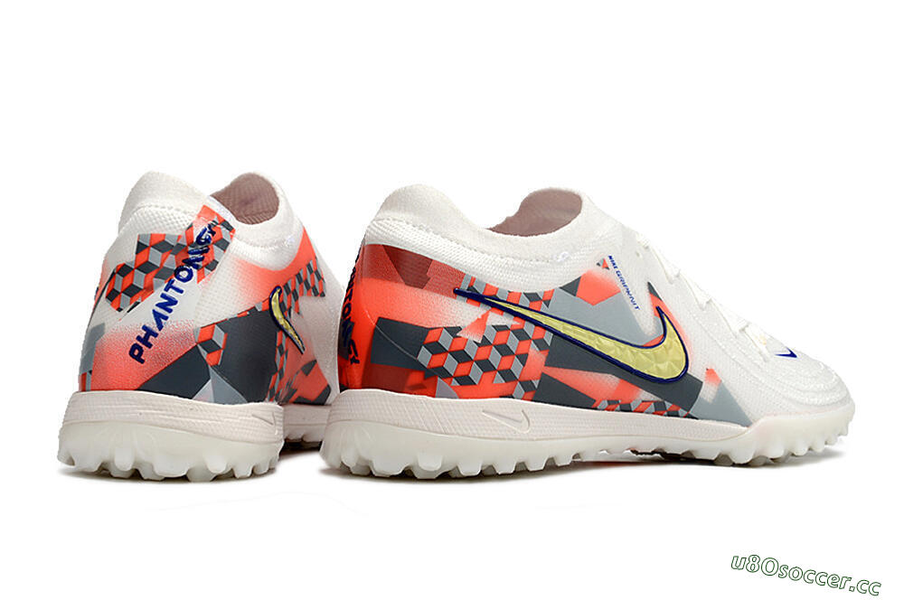 Men's Nike Phantom GX 2 Elite TF Artificial Turf Low-Tops Football Shoes - White/Yellow/Pink 6