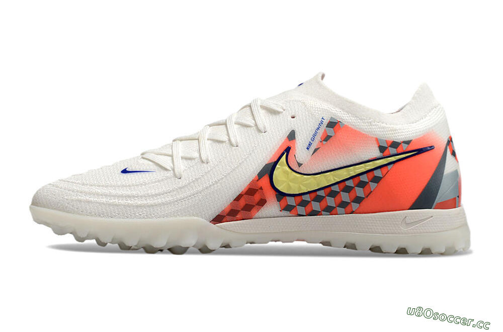 Men's Nike Phantom GX 2 Elite TF Artificial Turf Low-Tops Football Shoes - White/Yellow/Pink 0