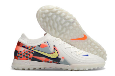 Men's Nike Phantom GX 2 Elite TF Artificial Turf Low-Tops Football Shoes - White/Yellow/Pink