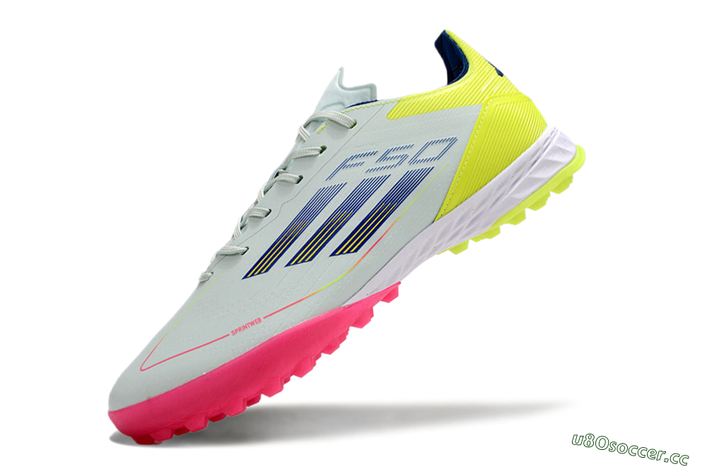 Men's Adidas F50 Pro TF Artificial Turf Low-Tops Football Shoes - Almost Blue/Semi Lucid Blue/Semi Solar Yellow 5