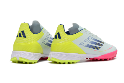 Men's Adidas F50 Pro TF Artificial Turf Low-Tops Football Shoes - Almost Blue/Semi Lucid Blue/Semi Solar Yellow