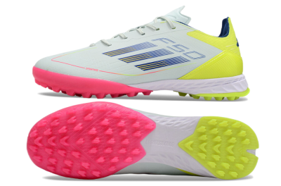 Men's Adidas F50 Pro TF Artificial Turf Low-Tops Football Shoes - Almost Blue/Semi Lucid Blue/Semi Solar Yellow