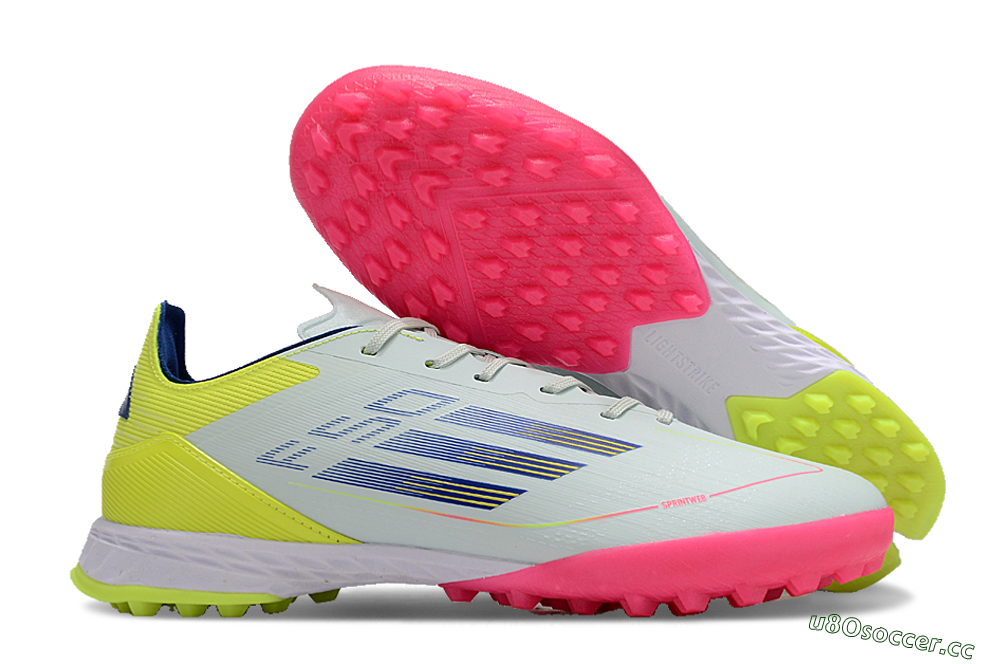 Men's Adidas F50 Pro TF Artificial Turf Low-Tops Football Shoes - Almost Blue/Semi Lucid Blue/Semi Solar Yellow 2