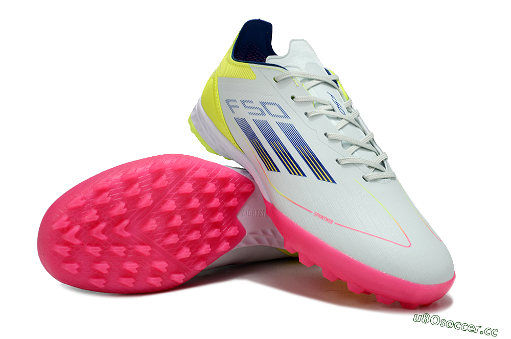 Men's Adidas F50 Pro TF Artificial Turf Low-Tops Football Shoes - Almost Blue/Semi Lucid Blue/Semi Solar Yellow 3