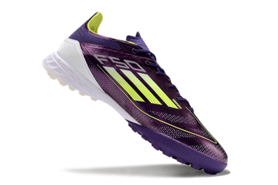 Men's Adidas F50 Pro TF Artificial Turf Low-Tops Football Shoes - Purple/Cloud White/Lucid Lemon