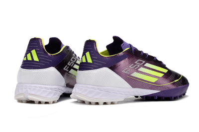 Men's Adidas F50 Pro TF Artificial Turf Low-Tops Football Shoes - Purple/Cloud White/Lucid Lemon