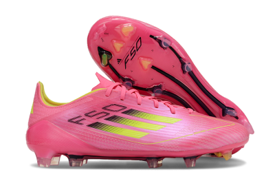 Unisex Adidas F50 Adizero FG Firm Ground Low-Tops Football Boots - Pink/Yellow/Black