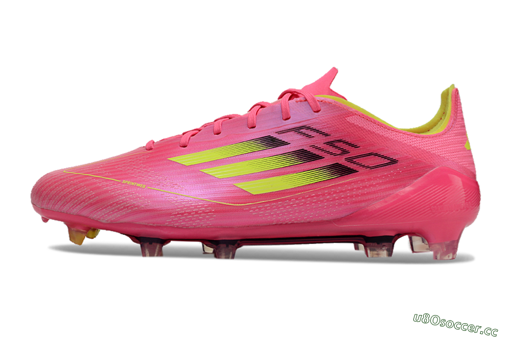Unisex Adidas F50 Adizero FG Firm Ground Low-Tops Football Boots - Pink/Yellow/Black 0