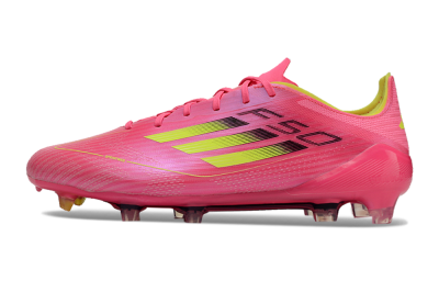 Unisex Adidas F50 Adizero FG Firm Ground Low-Tops Football Boots - Pink/Yellow/Black
