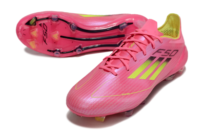 Unisex Adidas F50 Adizero FG Firm Ground Low-Tops Football Boots - Pink/Yellow/Black