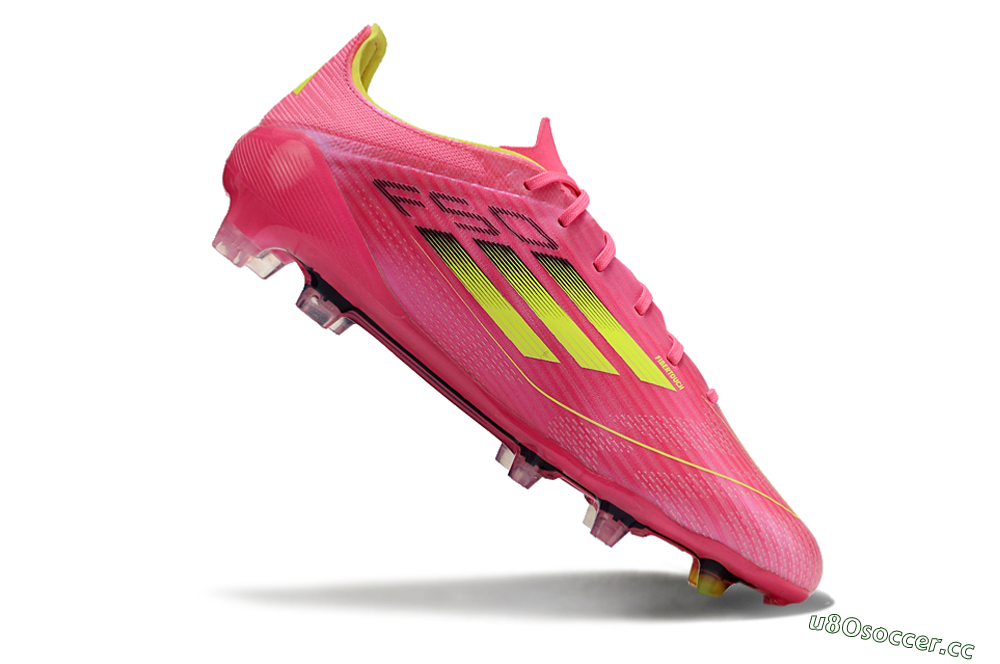 Unisex Adidas F50 Adizero FG Firm Ground Low-Tops Football Boots - Pink/Yellow/Black 4
