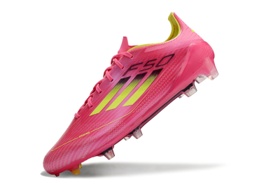 Unisex Adidas F50 Adizero FG Firm Ground Low-Tops Football Boots - Pink/Yellow/Black