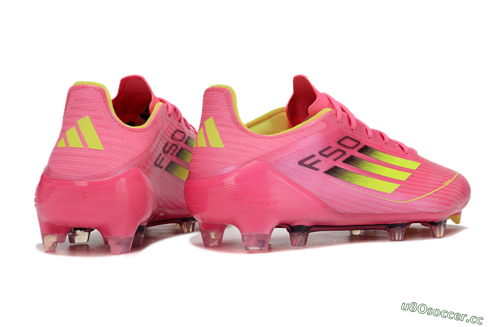 Unisex Adidas F50 Adizero FG Firm Ground Low-Tops Football Boots - Pink/Yellow/Black 6