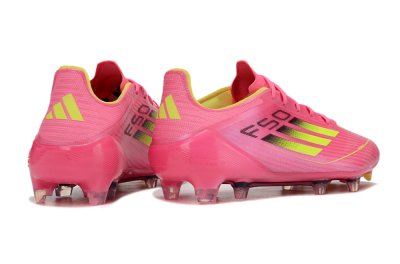 Unisex Adidas F50 Adizero FG Firm Ground Low-Tops Football Boots - Pink/Yellow/Black