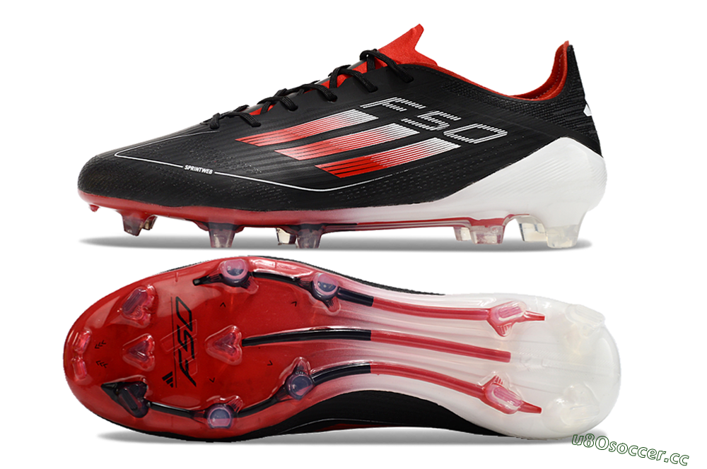 Men's Adidas F50 Elite FG Firm Ground Low-Tops Football Boots - Black/Red/White 1