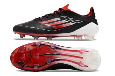 Men's Adidas F50 Elite FG Firm Ground Low-Tops Football Boots - Black/Red/White