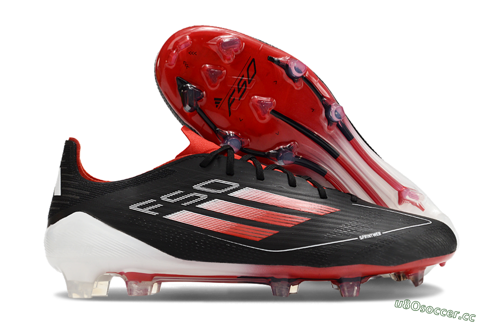 Men's Adidas F50 Elite FG Firm Ground Low-Tops Football Boots - Black/Red/White 2