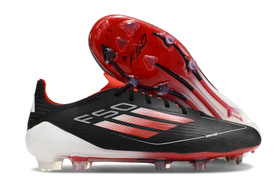 Men's Adidas F50 Elite FG Firm Ground Low-Tops Football Boots - Black/Red/White