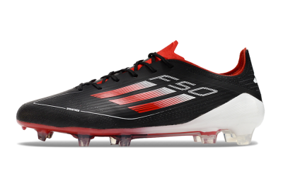 Men's Adidas F50 Elite FG Firm Ground Low-Tops Football Boots - Black/Red/White