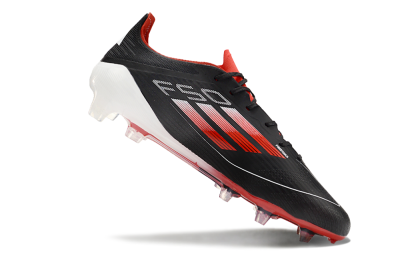 Men's Adidas F50 Elite FG Firm Ground Low-Tops Football Boots - Black/Red/White
