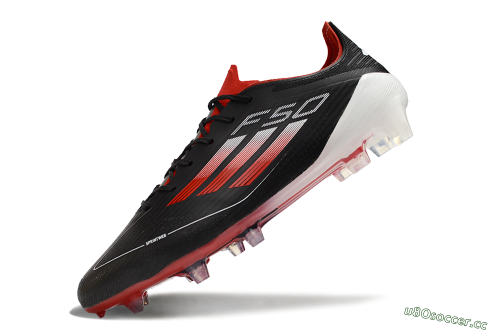 Men's Adidas F50 Elite FG Firm Ground Low-Tops Football Boots - Black/Red/White 5