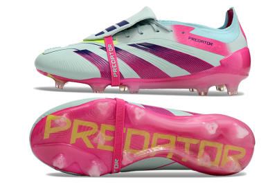 Men's Adidas Predator Elite Foldover Tongue FG Firm Ground Low-Tops Football Boots - Blue/Purple/Pink