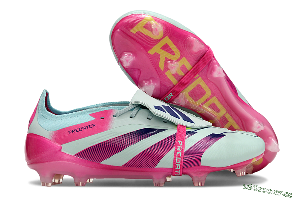 Men's Adidas Predator Elite Foldover Tongue FG Firm Ground Low-Tops Football Boots - Blue/Purple/Pink 2
