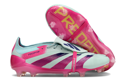 Men's Adidas Predator Elite Foldover Tongue FG Firm Ground Low-Tops Football Boots - Blue/Purple/Pink